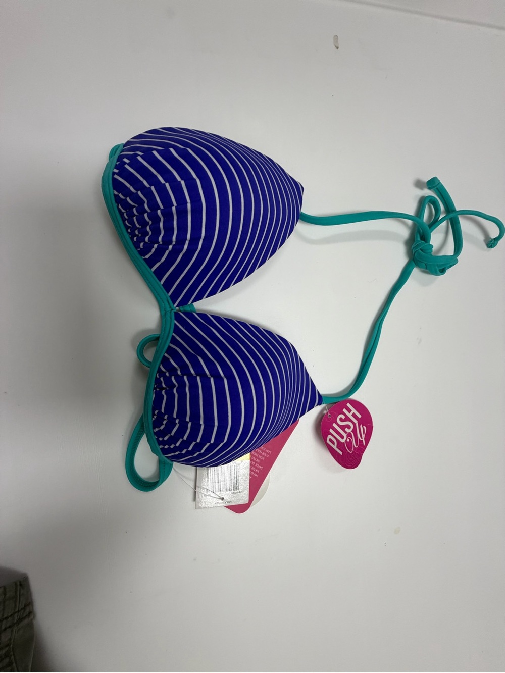 Hula Honey Blue & Teal Striped Push-Up Bikini Top
